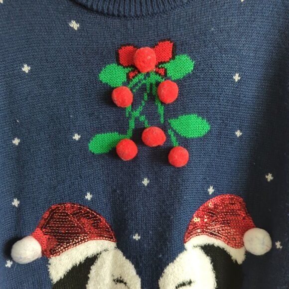 Christmas Cute Ugly Sweater Size L Penguins Holiday Party-lp - Picture 3 of 12